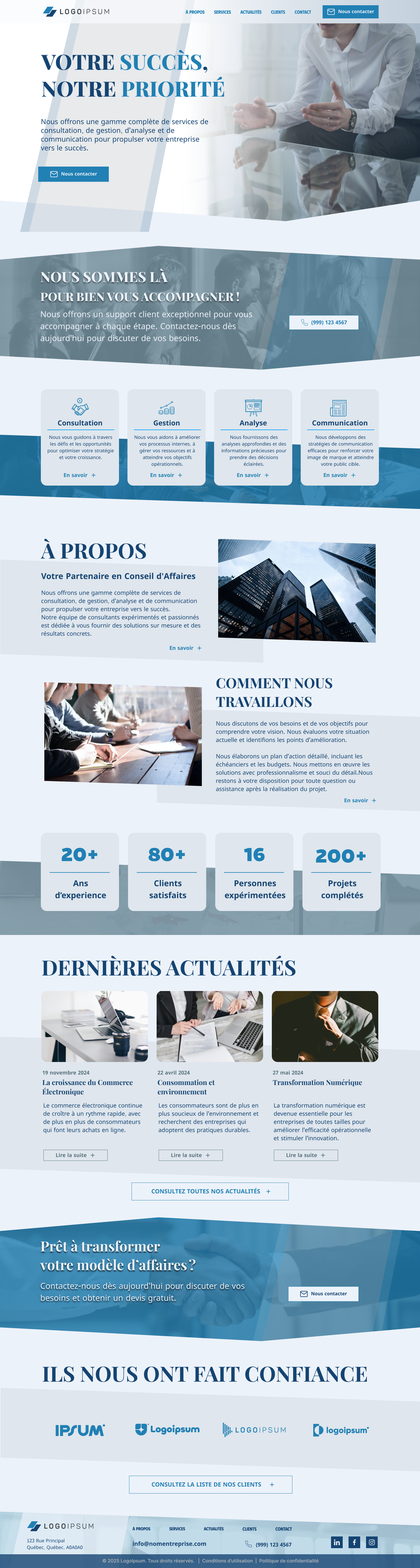 Page Accueil site web - desktop